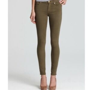 7 For All Mankind Gwenevere Skinny Jeans Dark Green - Size 24